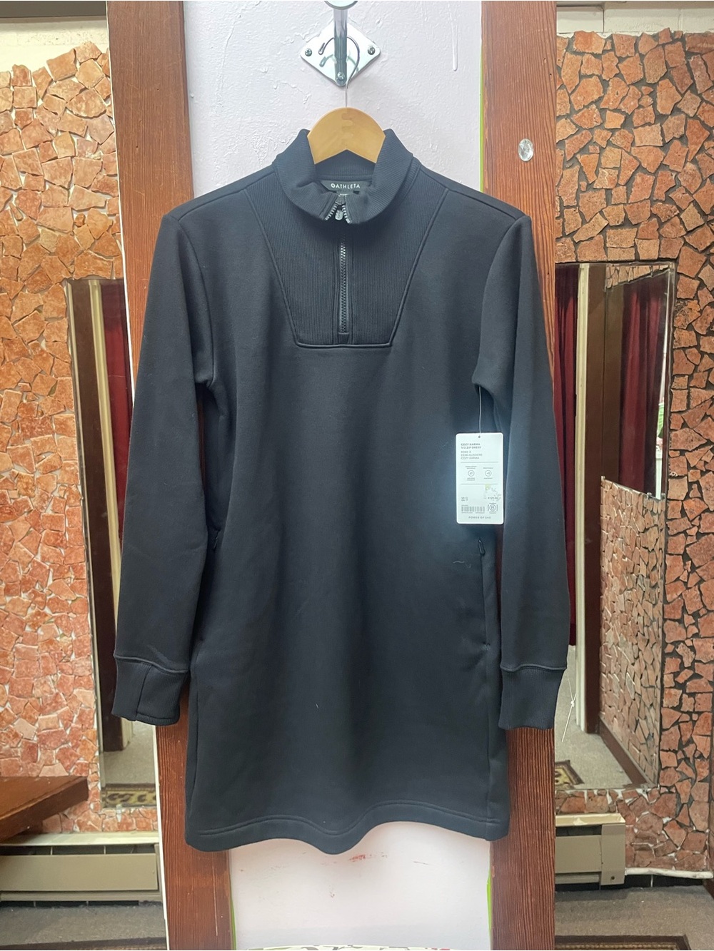 Athleta Black Half-Zip Sweatshirt Dress - Picture 7 of 8